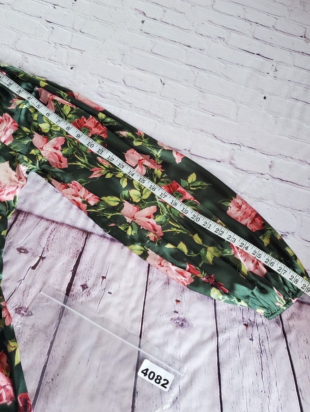 ASOS Design Curve Satin Te Jumpsuit Green Floral Wide-leg Lace-up Back Boho 18 - Picture 13 of 16
